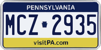 PA license plate MCZ2935