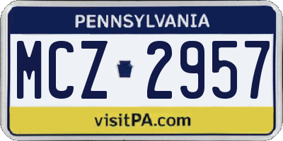 PA license plate MCZ2957