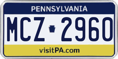 PA license plate MCZ2960