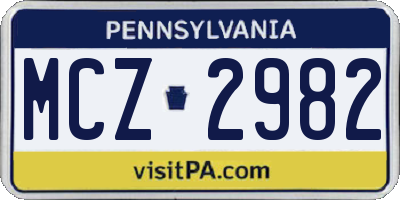 PA license plate MCZ2982