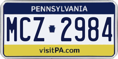 PA license plate MCZ2984