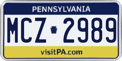 PA license plate MCZ2989