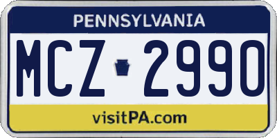 PA license plate MCZ2990