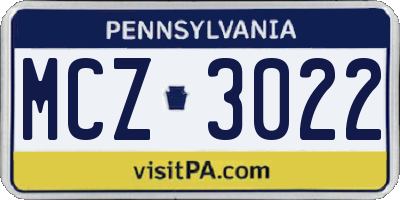 PA license plate MCZ3022