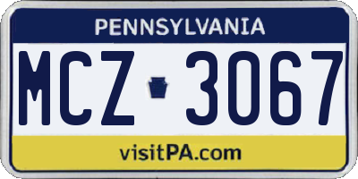 PA license plate MCZ3067