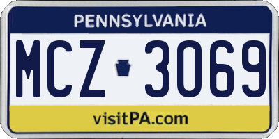 PA license plate MCZ3069