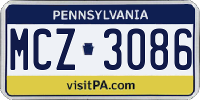 PA license plate MCZ3086
