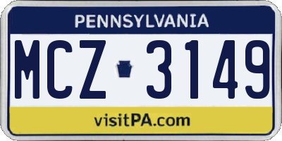 PA license plate MCZ3149