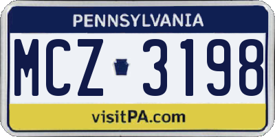 PA license plate MCZ3198