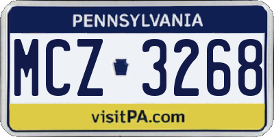 PA license plate MCZ3268