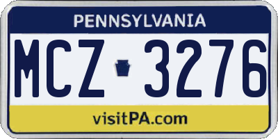 PA license plate MCZ3276