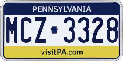 PA license plate MCZ3328