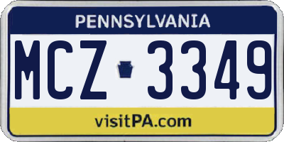 PA license plate MCZ3349