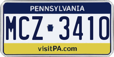 PA license plate MCZ3410