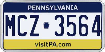 PA license plate MCZ3564