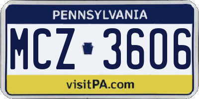 PA license plate MCZ3606