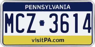 PA license plate MCZ3614