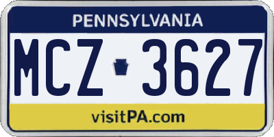 PA license plate MCZ3627