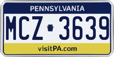PA license plate MCZ3639