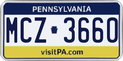 PA license plate MCZ3660