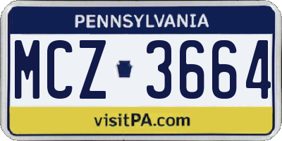 PA license plate MCZ3664