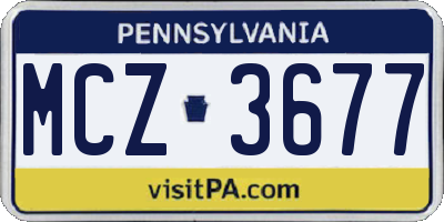 PA license plate MCZ3677