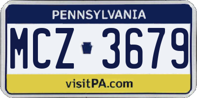 PA license plate MCZ3679