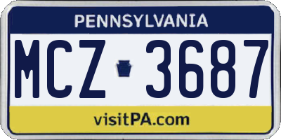 PA license plate MCZ3687