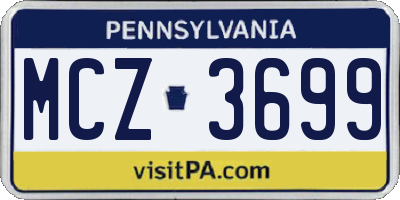 PA license plate MCZ3699