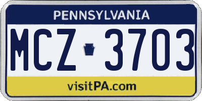 PA license plate MCZ3703