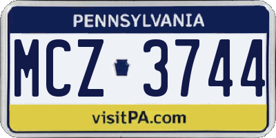 PA license plate MCZ3744