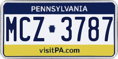 PA license plate MCZ3787