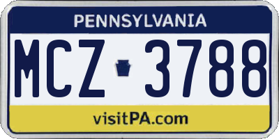 PA license plate MCZ3788