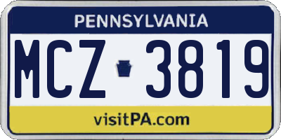 PA license plate MCZ3819