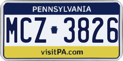 PA license plate MCZ3826