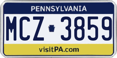 PA license plate MCZ3859