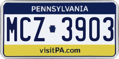 PA license plate MCZ3903