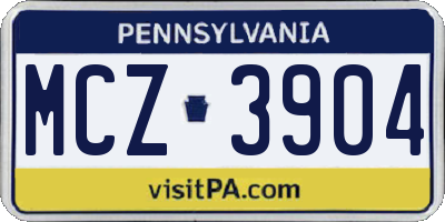 PA license plate MCZ3904