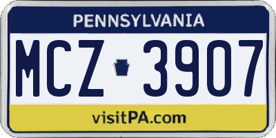 PA license plate MCZ3907