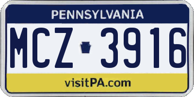 PA license plate MCZ3916