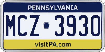 PA license plate MCZ3930