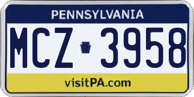PA license plate MCZ3958