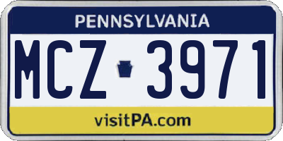 PA license plate MCZ3971