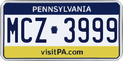 PA license plate MCZ3999