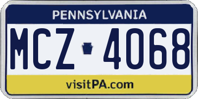 PA license plate MCZ4068