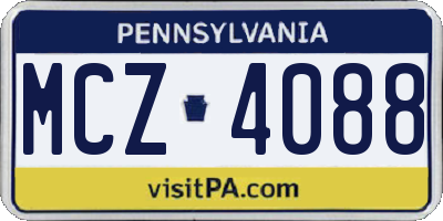 PA license plate MCZ4088