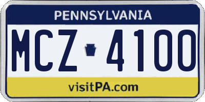 PA license plate MCZ4100