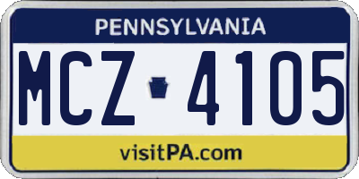 PA license plate MCZ4105