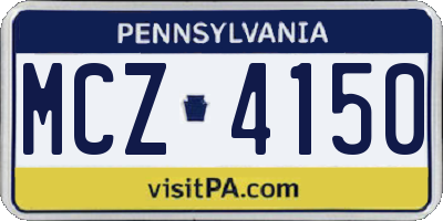PA license plate MCZ4150