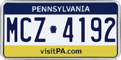 PA license plate MCZ4192